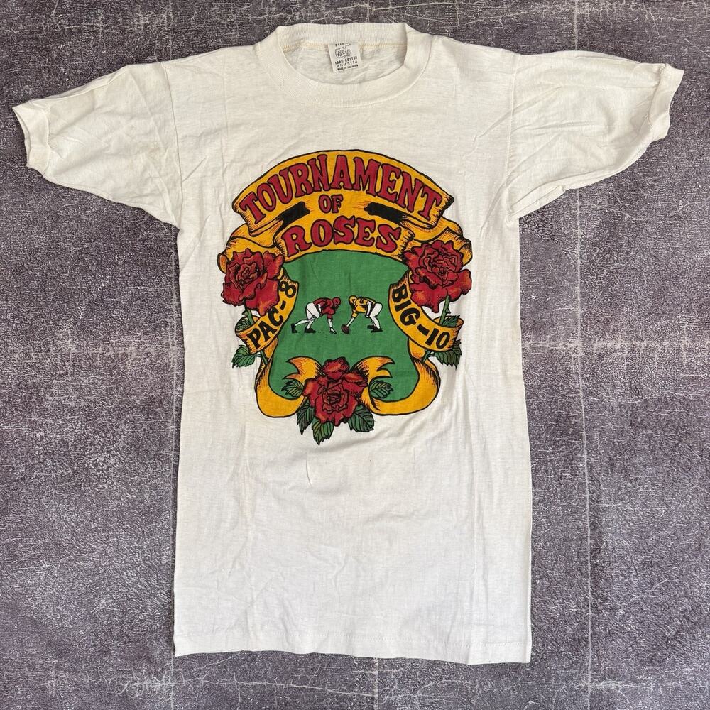 Mens Vintage 70's Kelvin Pac 8 Big 10 Rose Bowl Tournament of Roses T Shirt Sz M